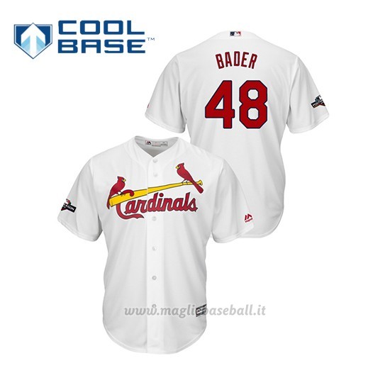 Maglia Baseball Uomo St. Louis Cardinals 48 Harrison Bader 2019 Postseason Cool Base Bianco